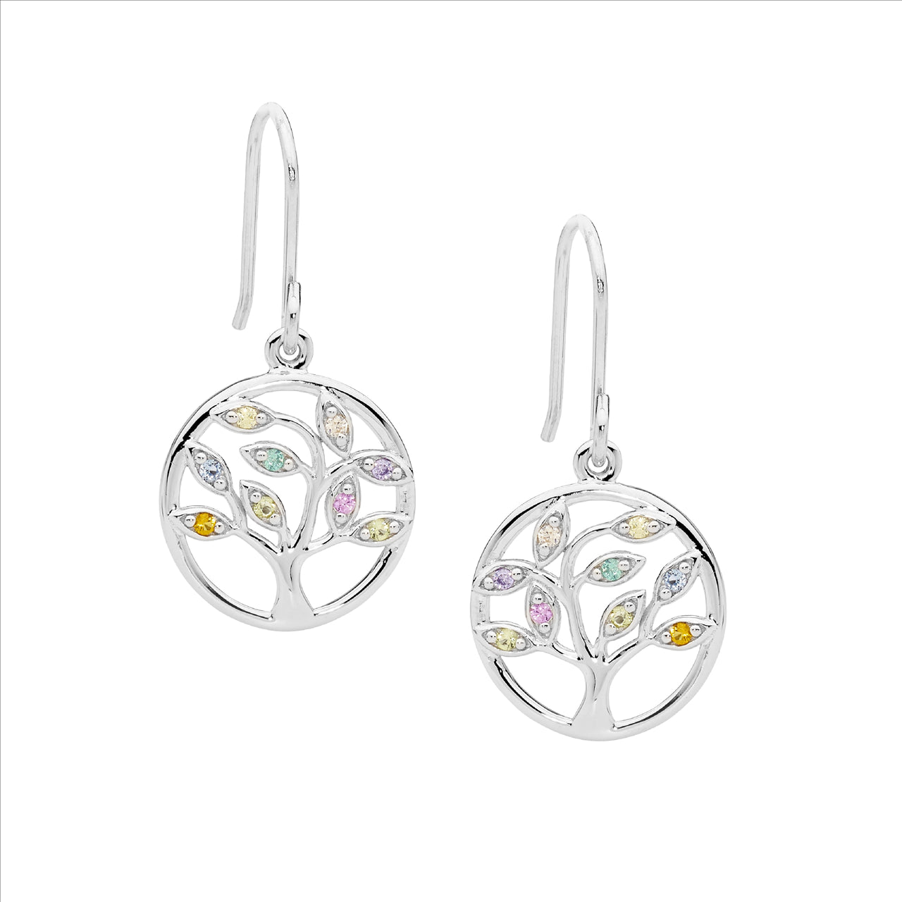 Sterling Silver Cubic Zirconia Tree of Life Earring