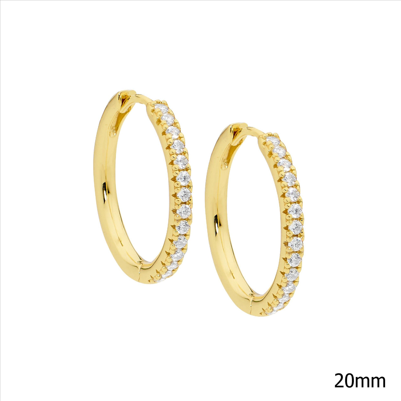Sterling Silver Gold Plated Cubic Zirconia Huggie Earring
