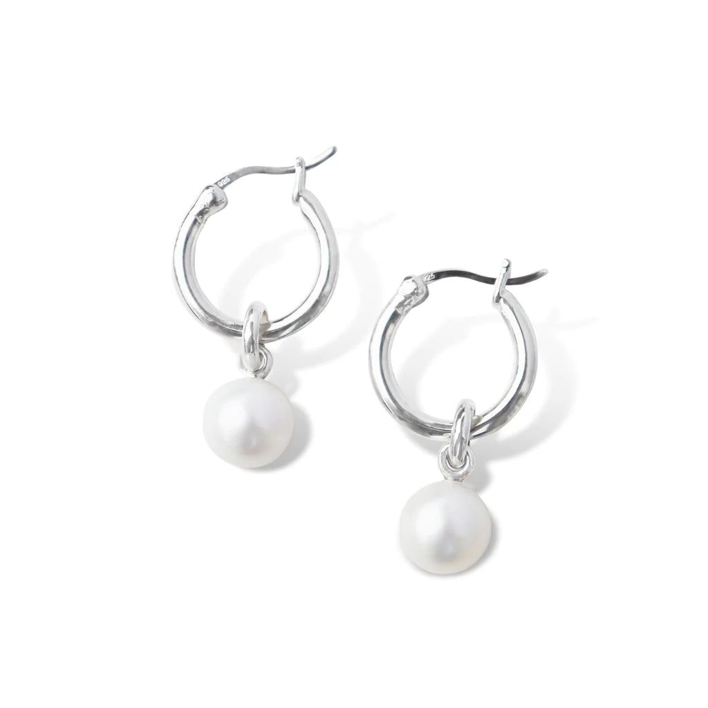 Silver Perle Sterling Silver Classic Pearl & Hoop Earring