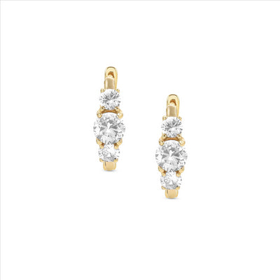 Colour Wave Sterling Silver Yellow Gold Plated CZ Huggie Earring