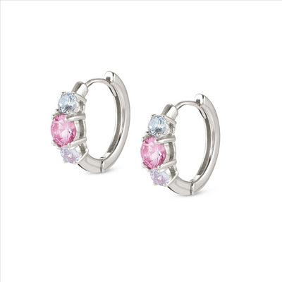 Colour Wave Sterling Silver CZ Huggie Earring