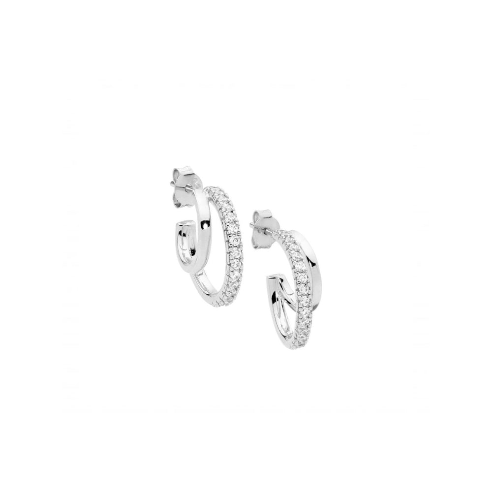 Sterling Silver Cubic Zirconia Hoop Earring