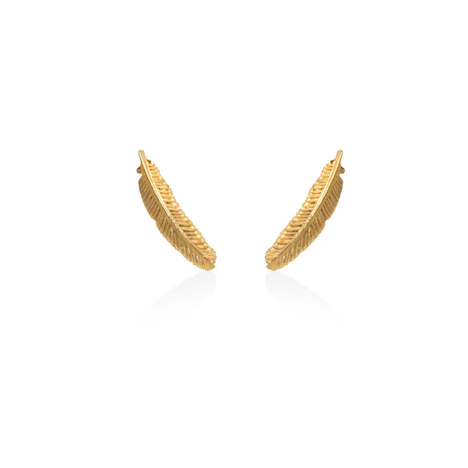 Miromiro Feather Studs - Gold Plated