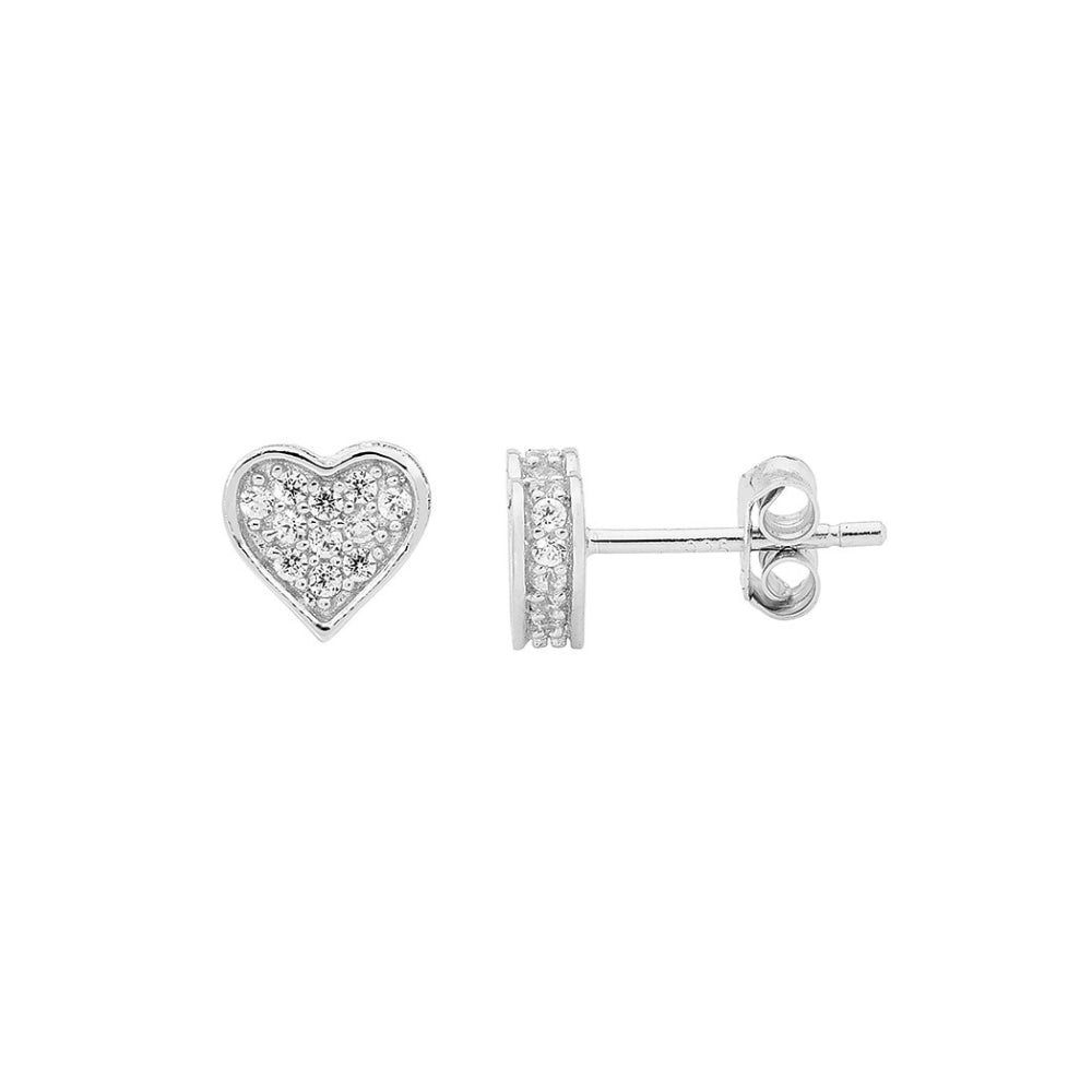 Sterling Silver Cubic Zirconia Heart Earring