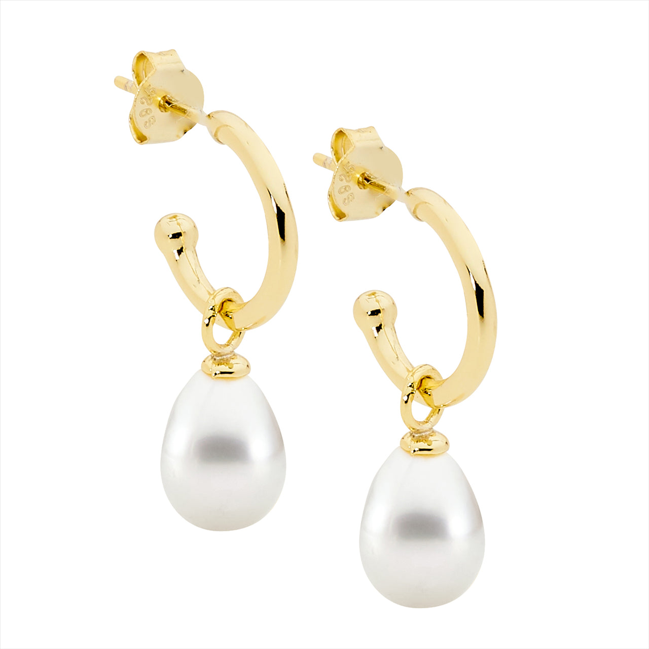 Sterling Silver/Gold Plated Freshwater Pearl Drop Earring