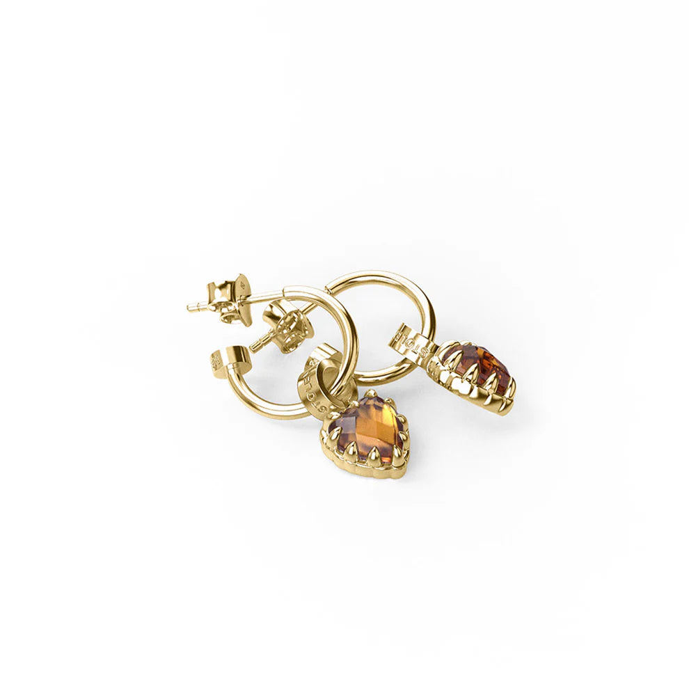 Love Anchor Earring - Citrine Gold Plated