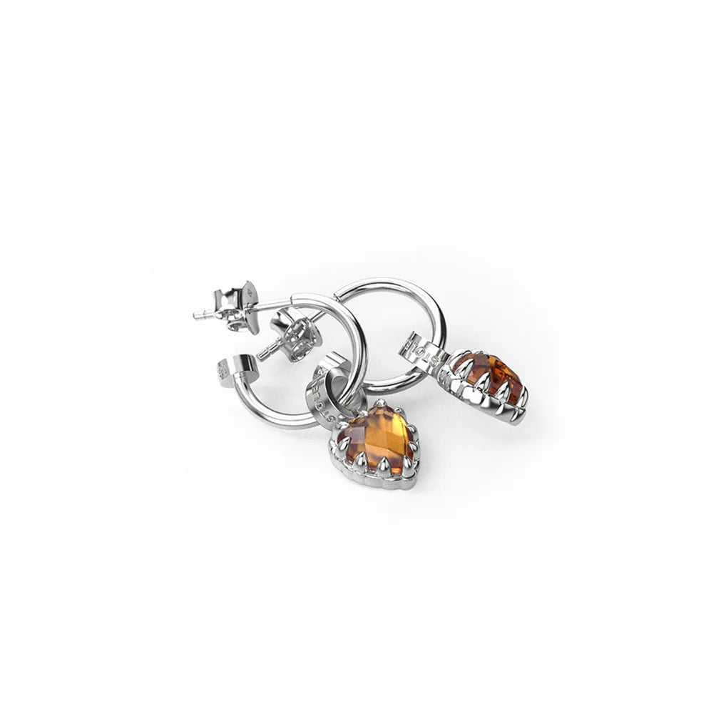 Sterling Silver Love Claw Earring - Citrine