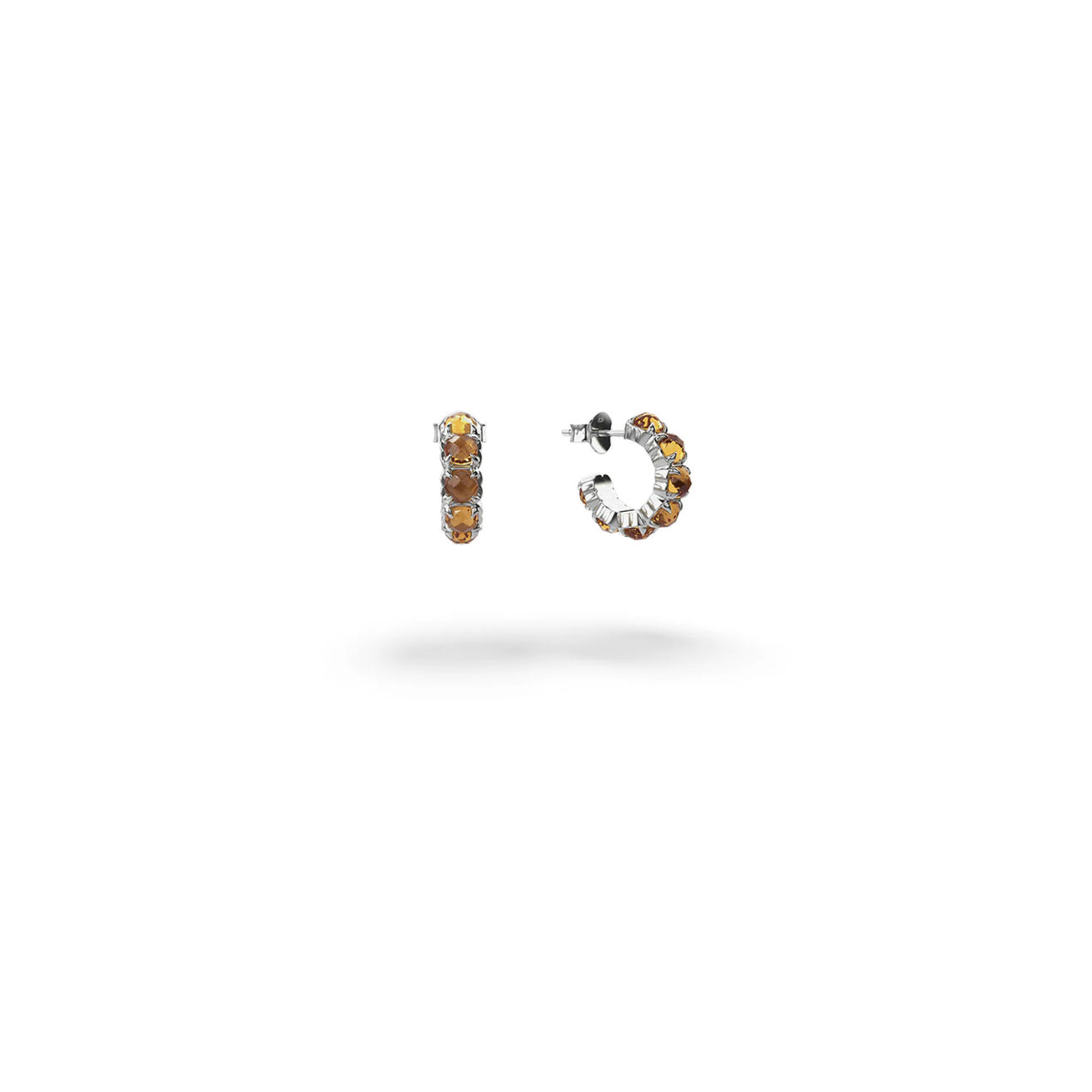 Sterling Silver Halo Cluster Earring - Citrine