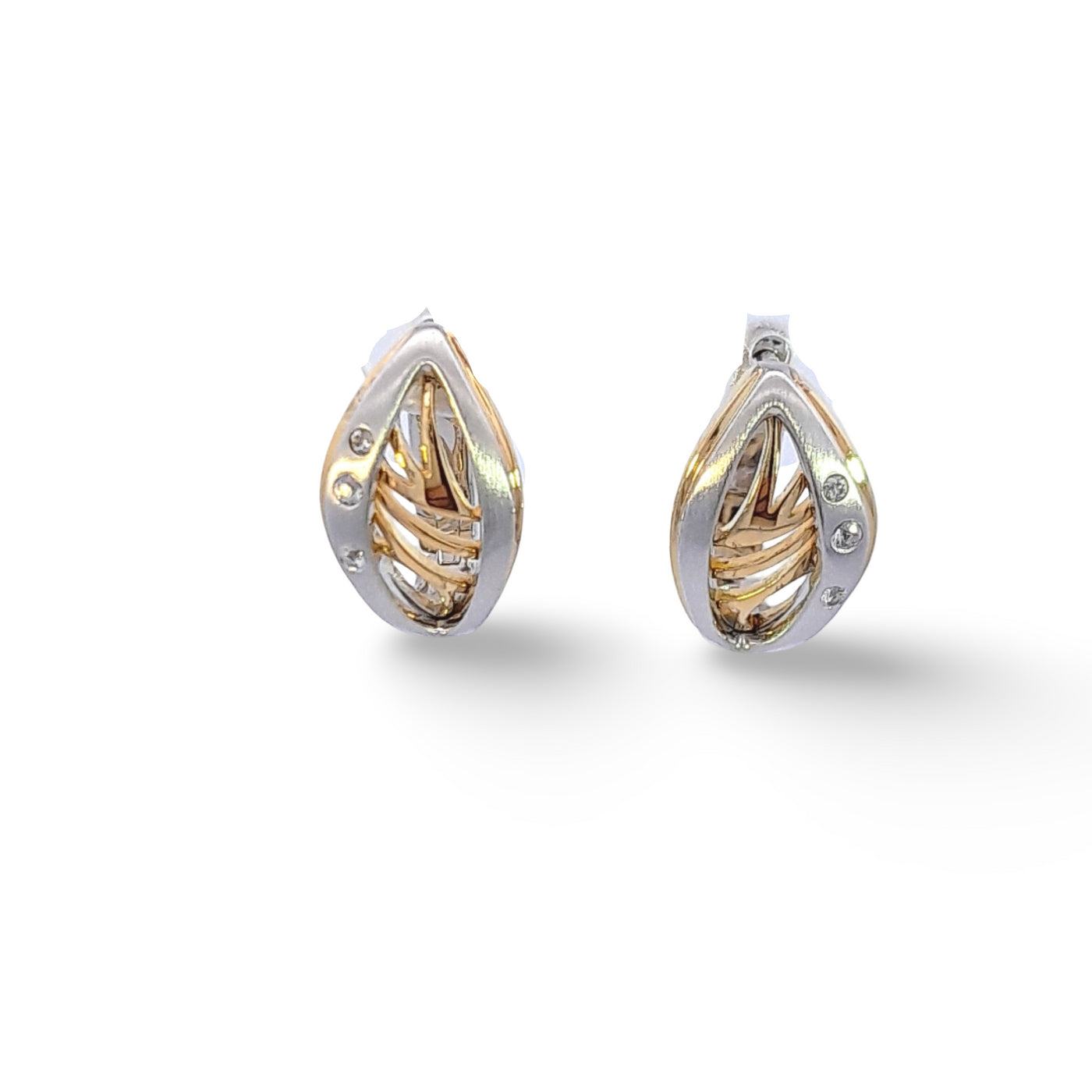 Sterling Silver & Gold Plated Earring with White Sapphires