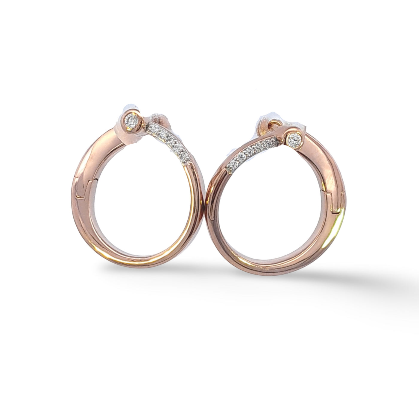 Sterling Silver & Rose Gold Plated Diamond Earring