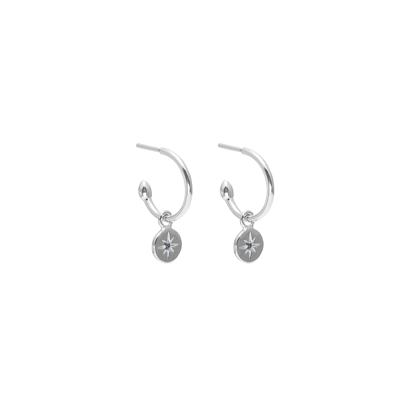 Petite North Star Sterling Silver Hoop Earring