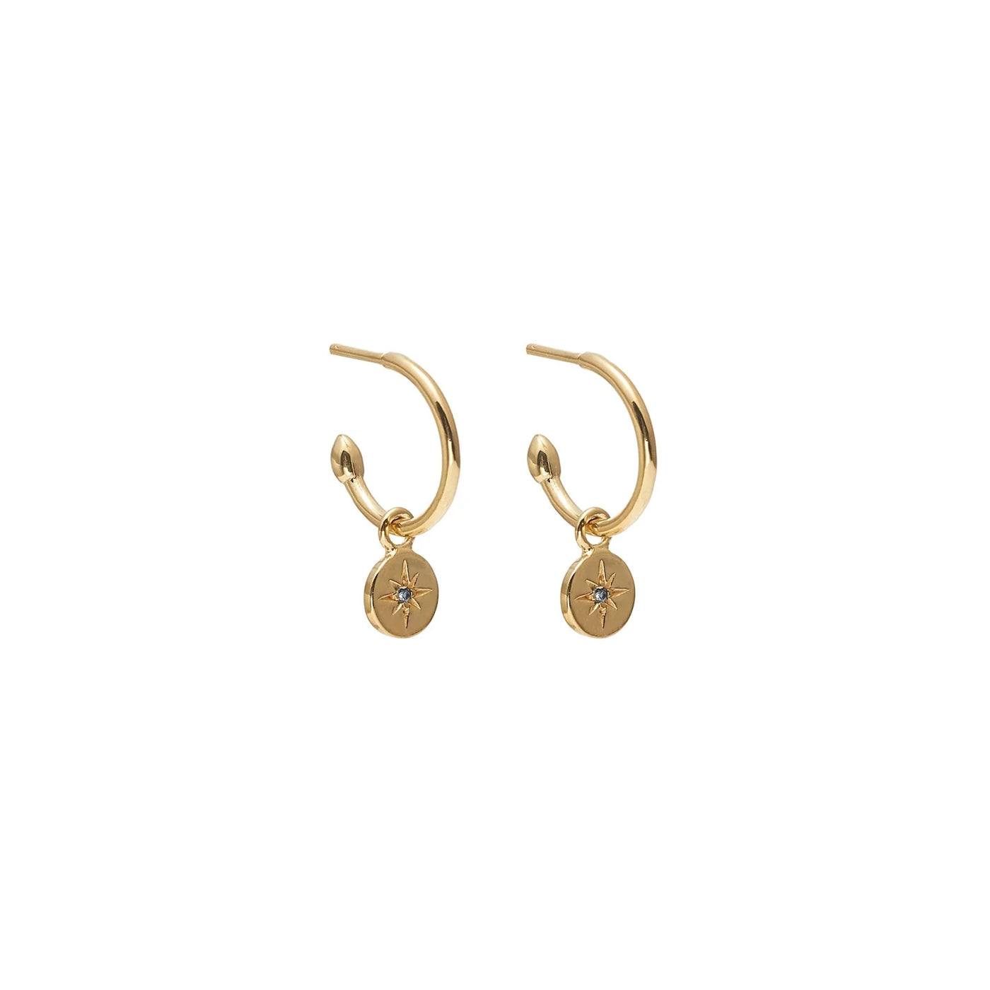 Petite North Star Gold Plated & Sapphire Hoop Earring