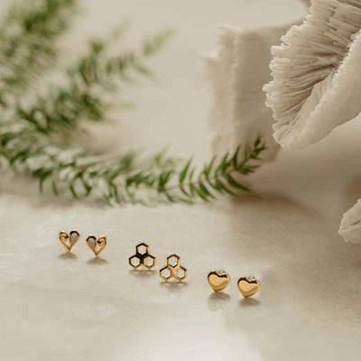 Mini Mother of Pearl Studs (Treasured) Gold Plated