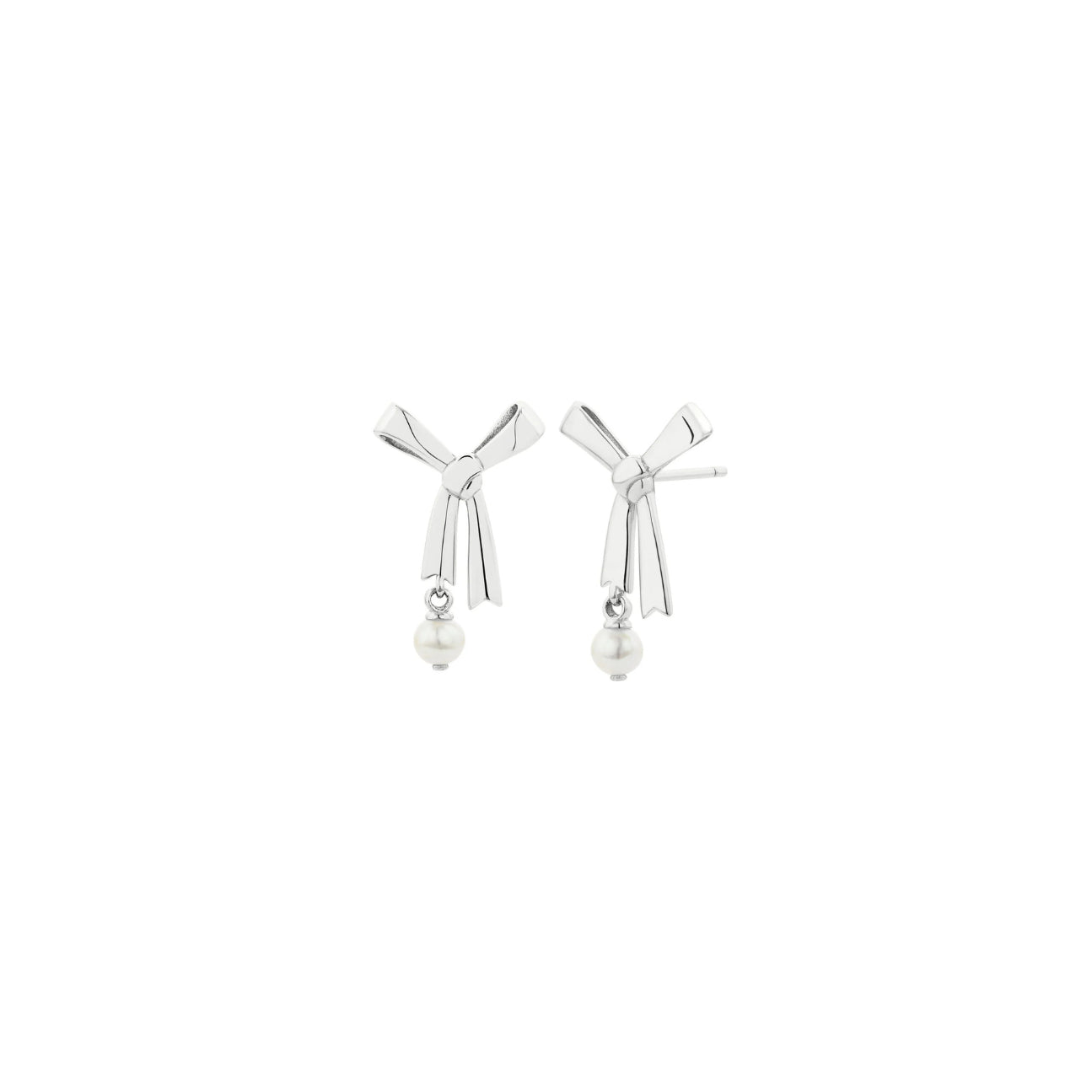Pearl Bow Studs Silver