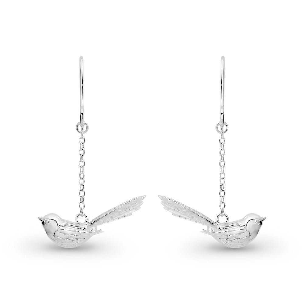 1506 - Sterling Silver Fantail Drop Earrings