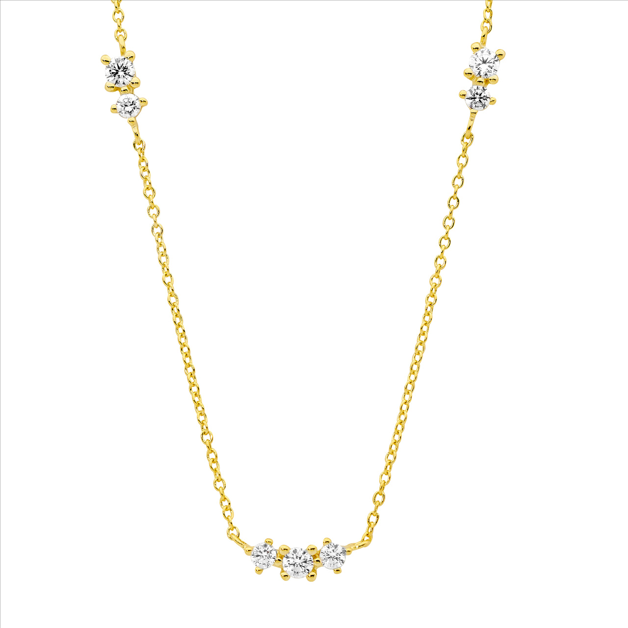Sterling Silver Yellow Gold Plated Cubic Zirconia Necklace