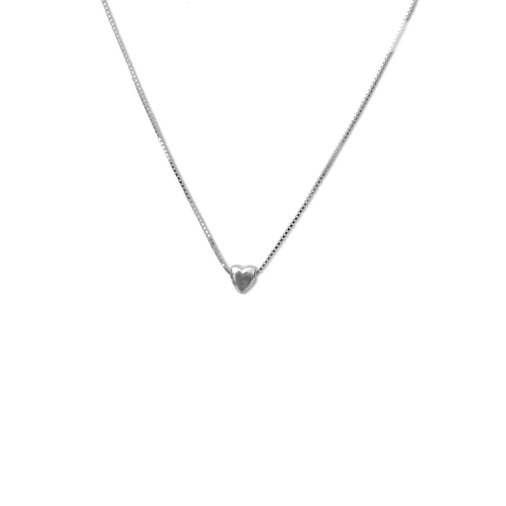 Sterling Silver Petite Puff Heart Necklace