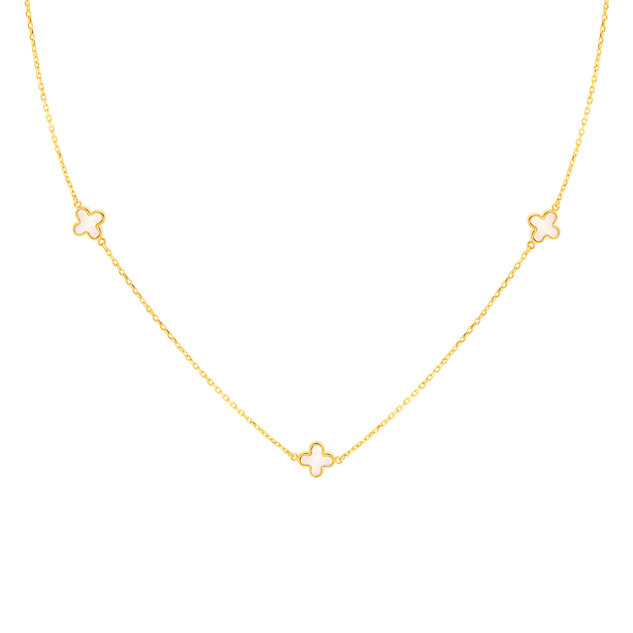 9k Yellow Gold Mother of Pearl Petal Necklace