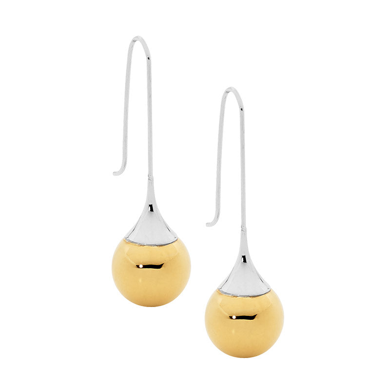 Stainless Steel & Yellow Gold Ball Earring