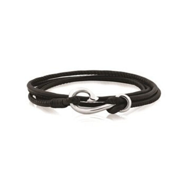 Leather Safe Travel Wrap Bracelet Black - 18cm