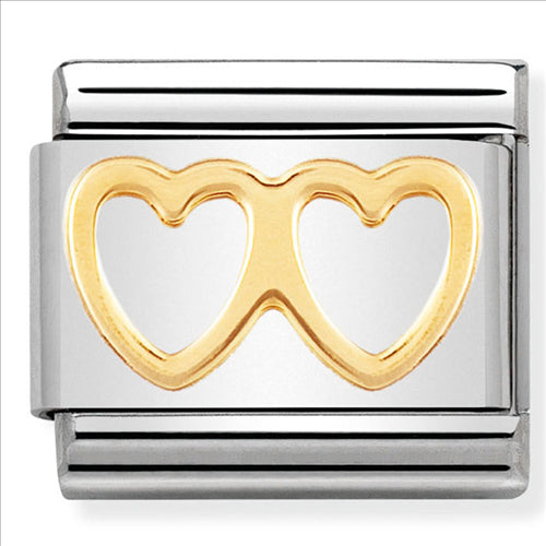 NOMINATION COMPOSABLE CLASSIC LINK DOUBLE HEART IN 18CT GOLD