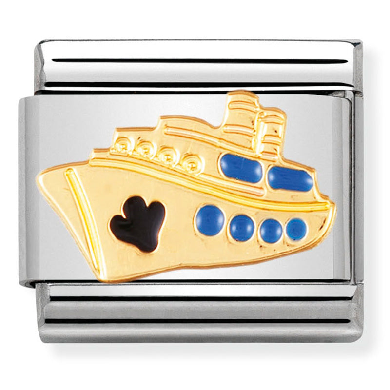 Composable Classic Link Cruise Ship in Enamel & 18ct Gold