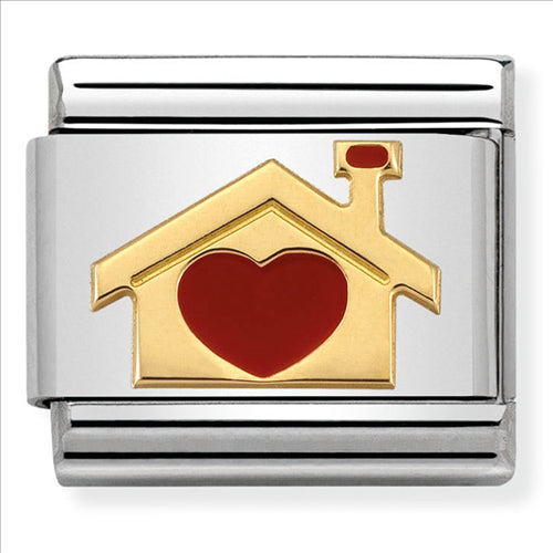 NOMINATION COMPOSABLE CLASSIC LINK HOME WITH HEART ENAMEL & 18CT GOLD