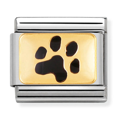 Composable Classic Link Paw Print in Enamel & 18ct Yellow Gold