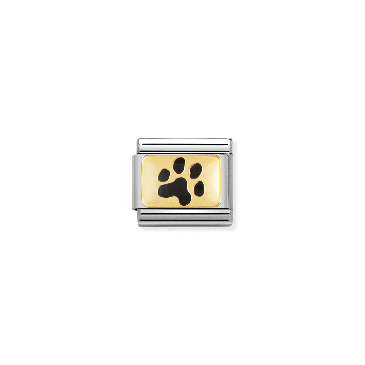 Composable Classic Link Paw Print in Enamel & 18ct Yellow Gold