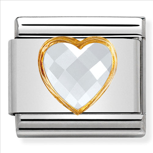 Composable Classic Link White Heart Cubic Zirconia in 18ct Yellow Gold