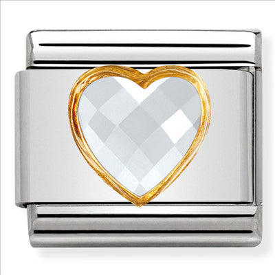 Composable Classic Link White Heart Cubic Zirconia in 18ct Yellow Gold