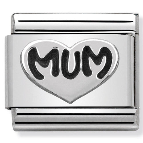 Composable Classic Link Mum Heart in Sterling Silver