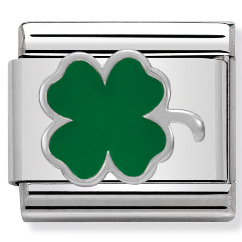 NOMINATION COMPOSABLE CLASSIC LINK GREEN GLOVER ENAMEL & STERLING SILVER