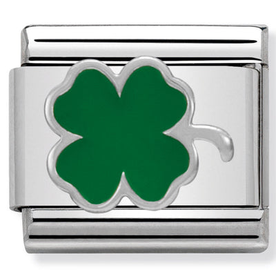 NOMINATION COMPOSABLE CLASSIC LINK GREEN GLOVER ENAMEL & STERLING SILVER