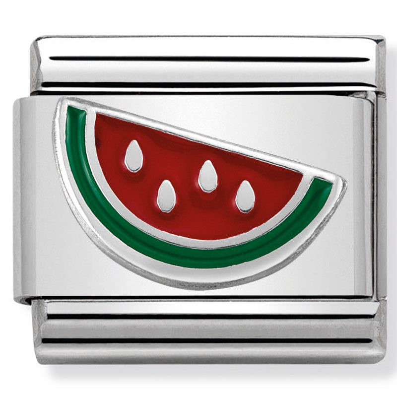 Composable Classic Link Watermelon in Enamel & Sterling Silver