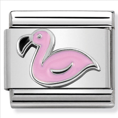 Composable Classic Link Flamingo in Enamel & Sterling Silver