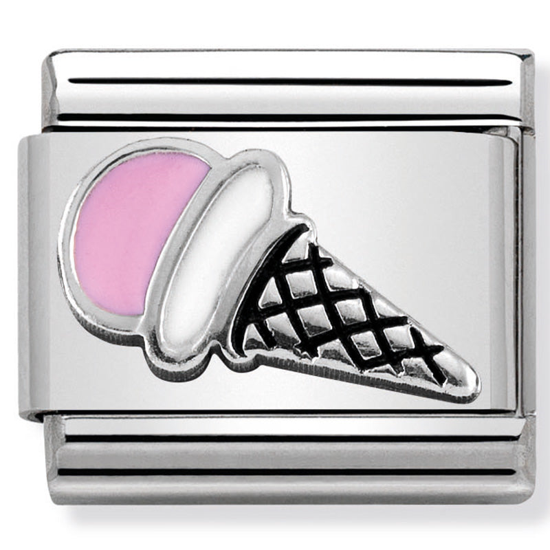 NOMINATION COMPOSABLE CLASSIC LINK PINK ICE CREAM ENAMEL & STERLING SILVER
