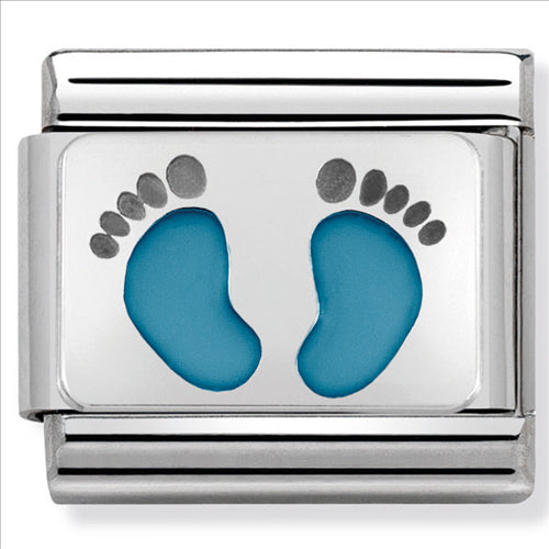 Composable Classic Link Light Blue Footprint in Enamel & Sterling Silver