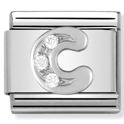 Composable Classic Link Letter C with Cubic Zirconia & Sterling Silver