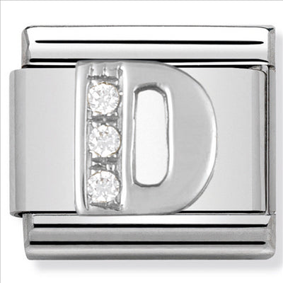 Composable Classic Link Letter D with Cubic Zirconia & Sterling Silver