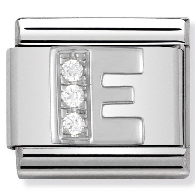 Composable Classic Link Letter E with Cubic Zirconia & Sterling Silver