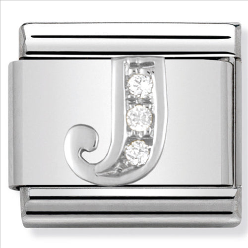 Composable Classic Link Letter J with Cubic Zirconia & Sterling Silver