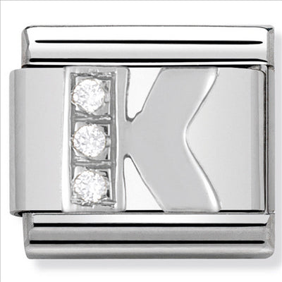 Composale Classic Link Letter K Cubic Zirconia & Sterling Silver