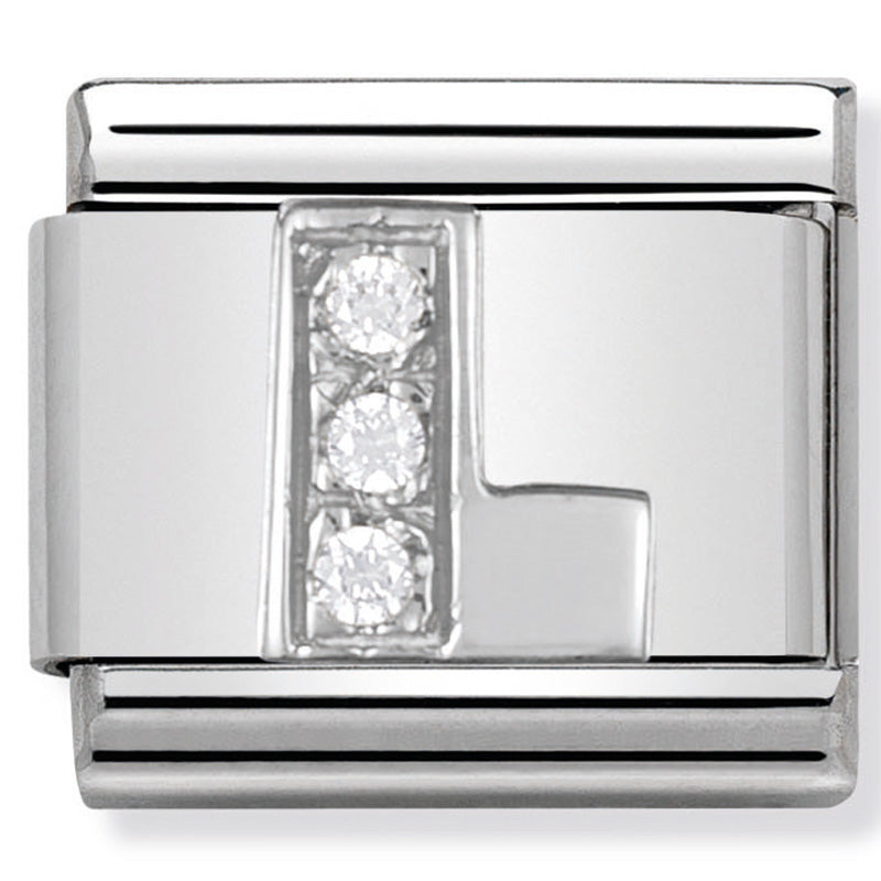 Composable Classic Link Letter L with Cubic Zirconia & Sterling Silver
