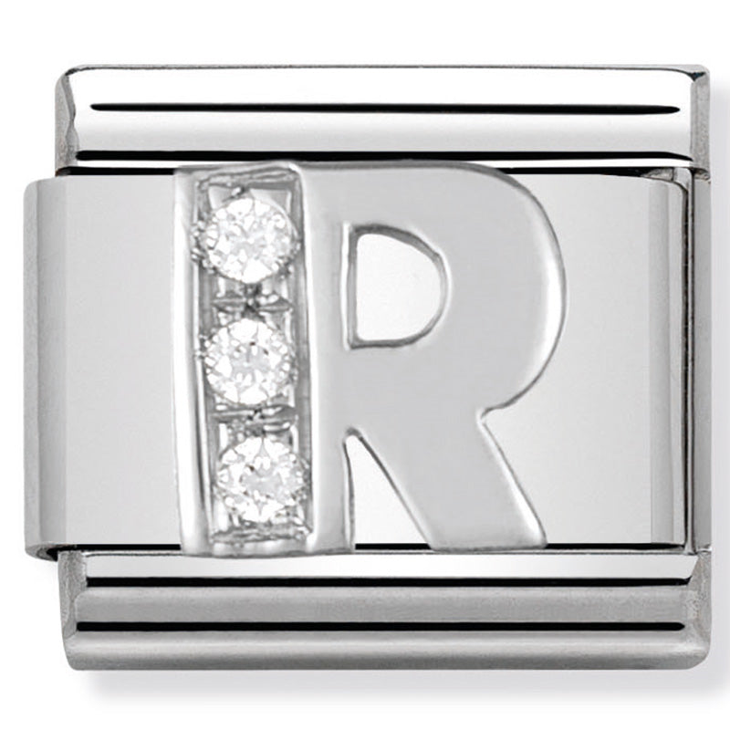 Composable Classic Link Letter R with Cubic Zirconia & Sterling Silver