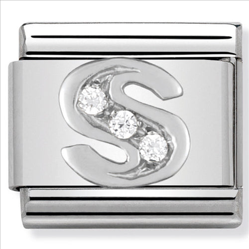 Composable Classic Link Letter S with Cubic Zirconia & Sterling Silver
