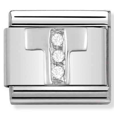 Composable Classic Link Letter T with Cubic Zirconia & Sterling Silver