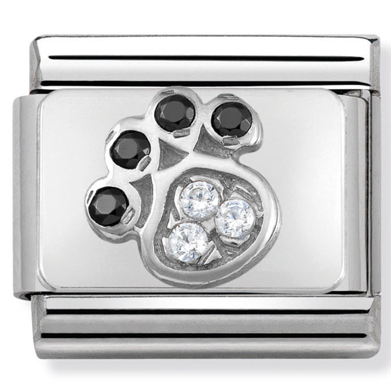 Composable Classic Link Paw Print with Cubic Zirconias & Sterling Silver
