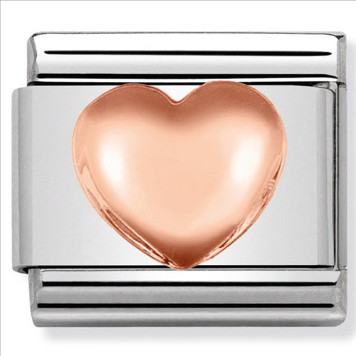 Composable Classic Link Raised Heart in 9ct Rose Gold