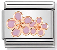 Composable Classic Link Peach Flower in Enamel & 9ct Rose Gold